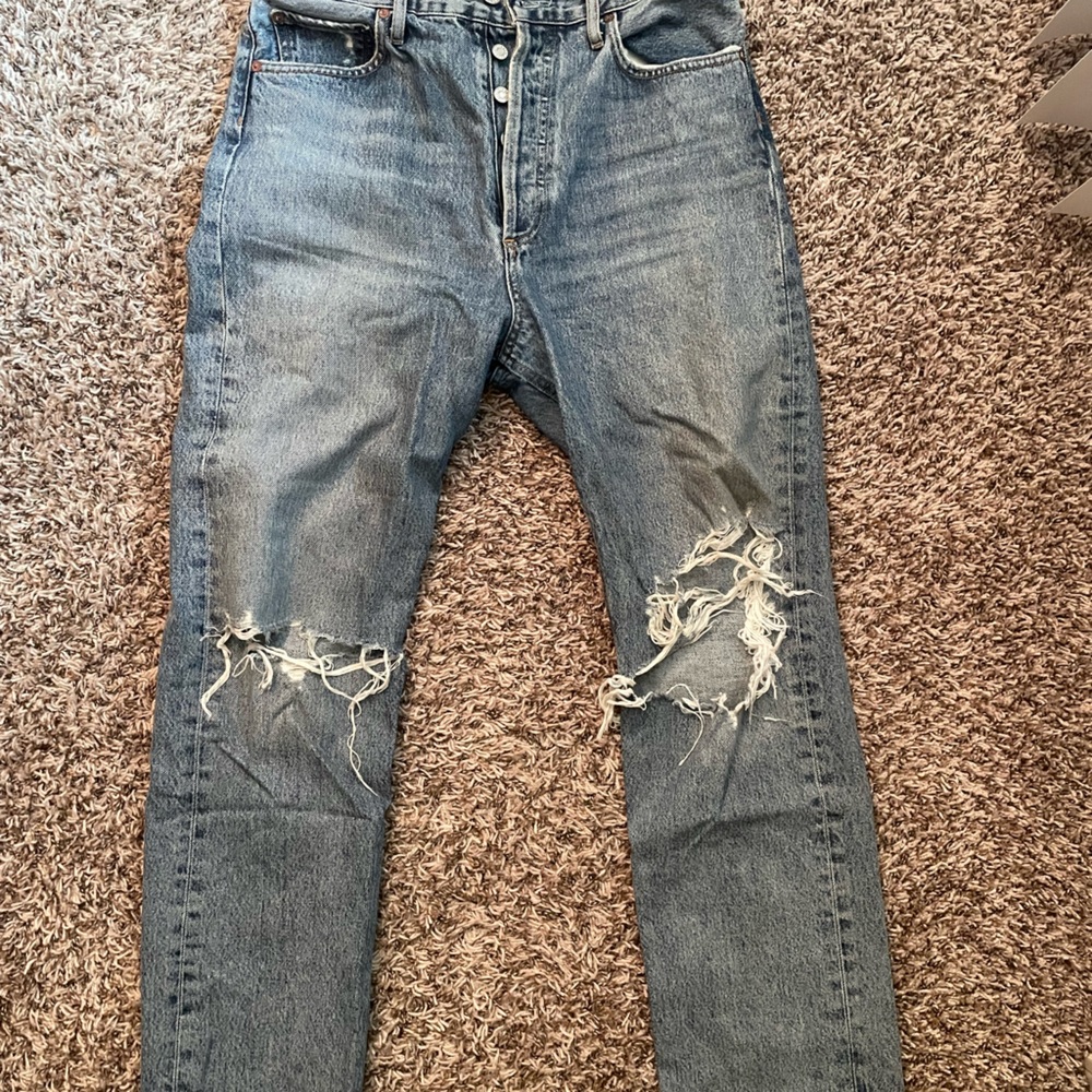 Distressed Light-wash Denim Jeans - AGOLDE